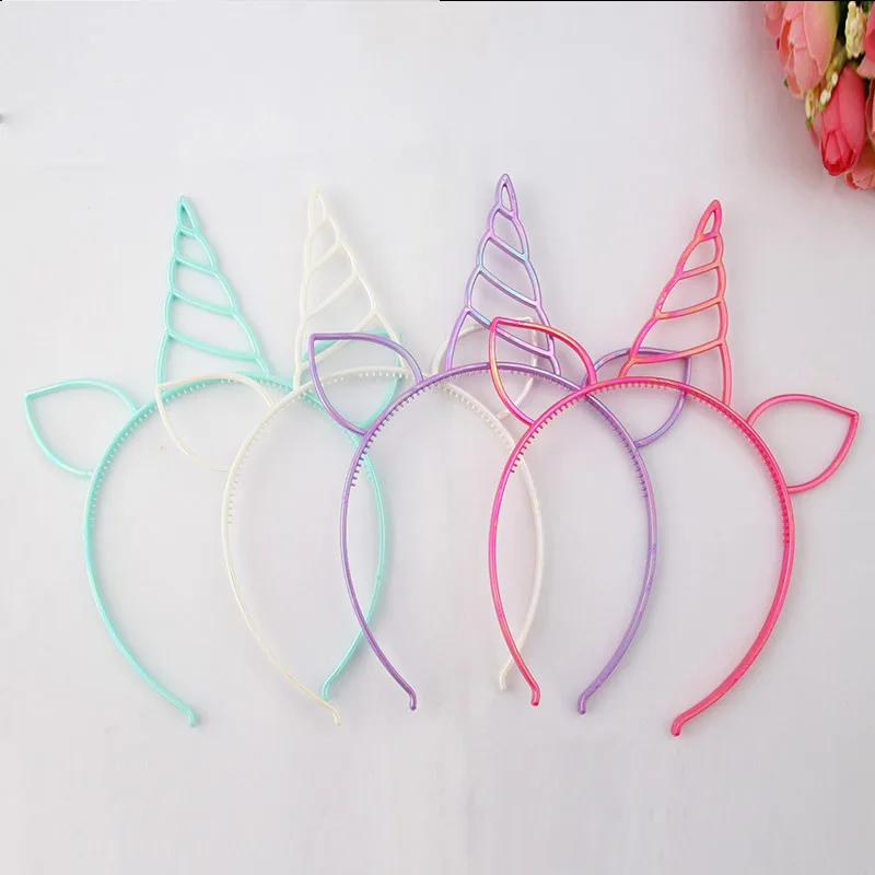 6pcs/lot Unicorn Theme Colorful Birthday Gift Ornaments For children's Hair Event Party Supplies Hat Girls Headdress Dance Party