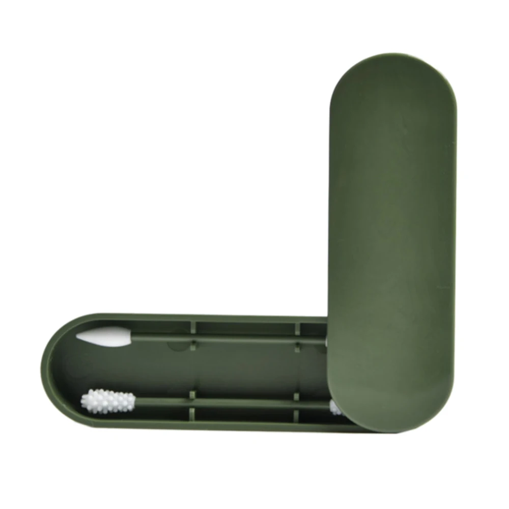 Army Green 2 шт хлопок двуглавый уход за ребенком тампон многоразовые Хлопковые Тампоны силиконовые очистительные тампоны палочки ушные стержни - Цвет: Army Green