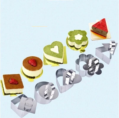 5 различных форм из нержавеющей стали мусс формы или кольцо (форма цветка круглая