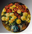 Раундная картина, ручная роспись, палитра, нож, цветок, Масляные картины на холсте, Настенная картина для гостиной, домашний декор с рамкой