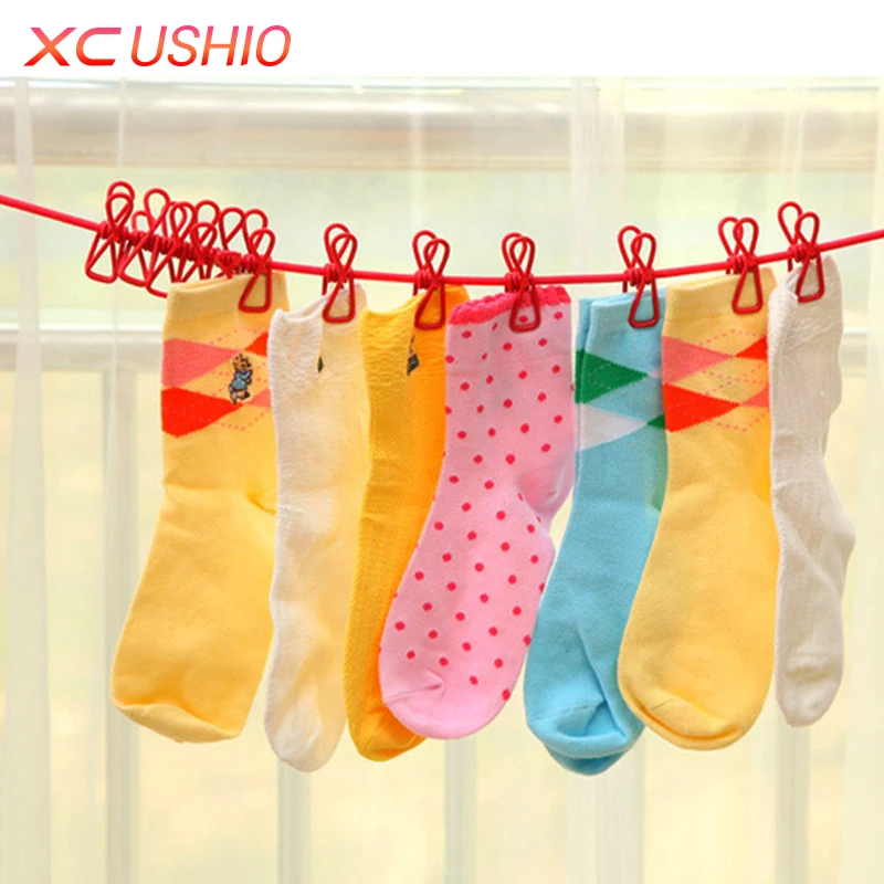 Открытый Отдых эластичный стиральная линия с 12 Зажимы путешествия Портативный