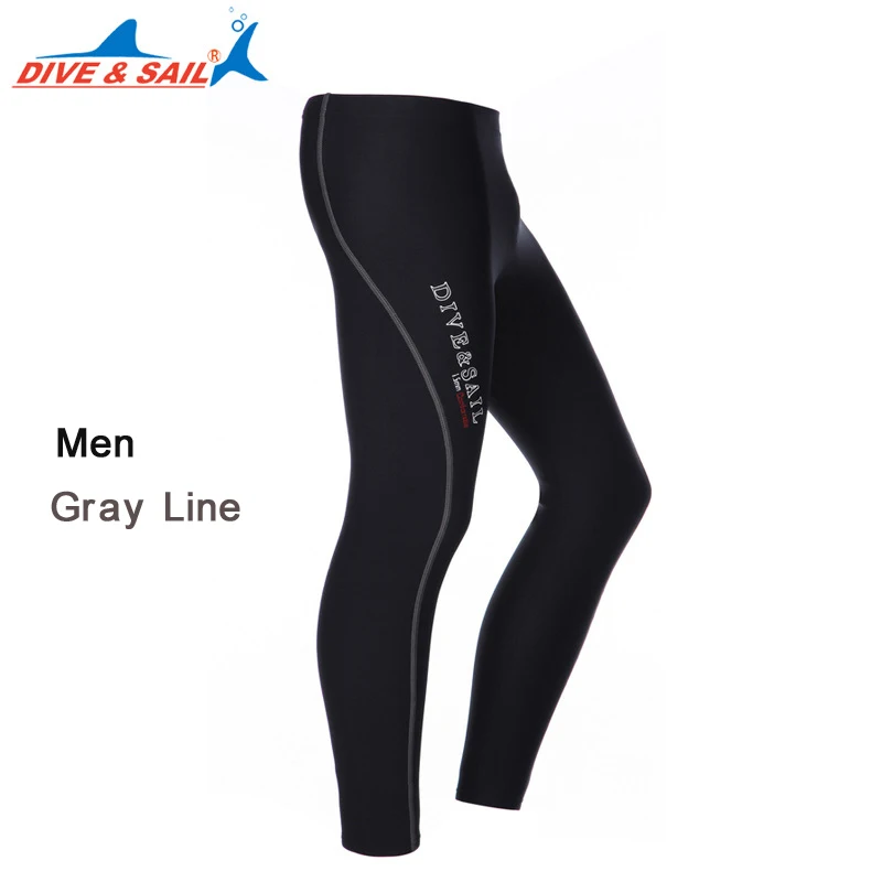 Gray Line Ныряние и парус Горячая 1,5 мм неопрен дайвинг гидрокостюм длинные брюки для мужчин и женщин Подводное Плавание Подводная охота серфинг Рашгард Леггинсы теплые I - Цвет: Gray Line