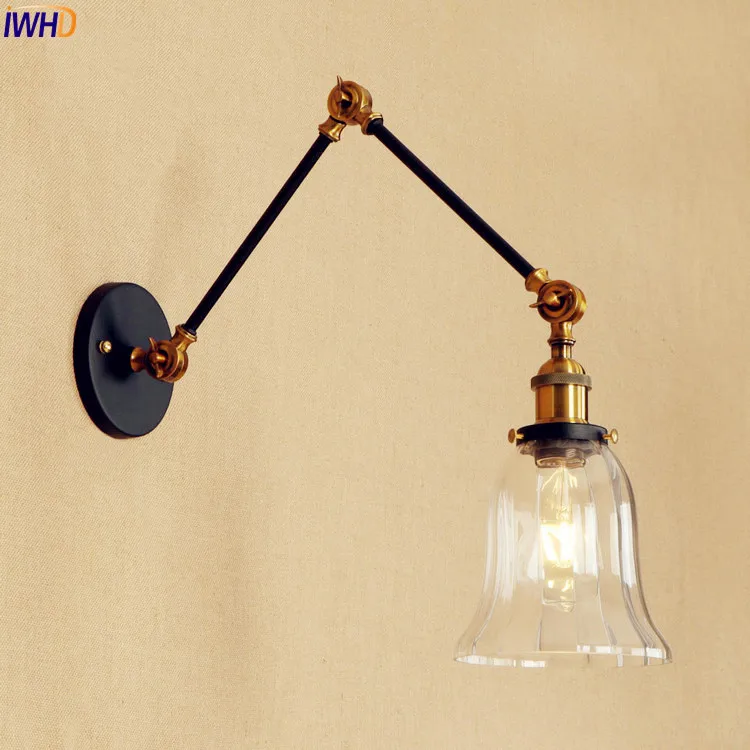 Goedkoop IWHD Loft Stijl Retro Wandlampen Voor Home Verlichting Slaapkamer Edison Vintage Industriële Arm Wandlamp Blaker Armatuur Verlichting