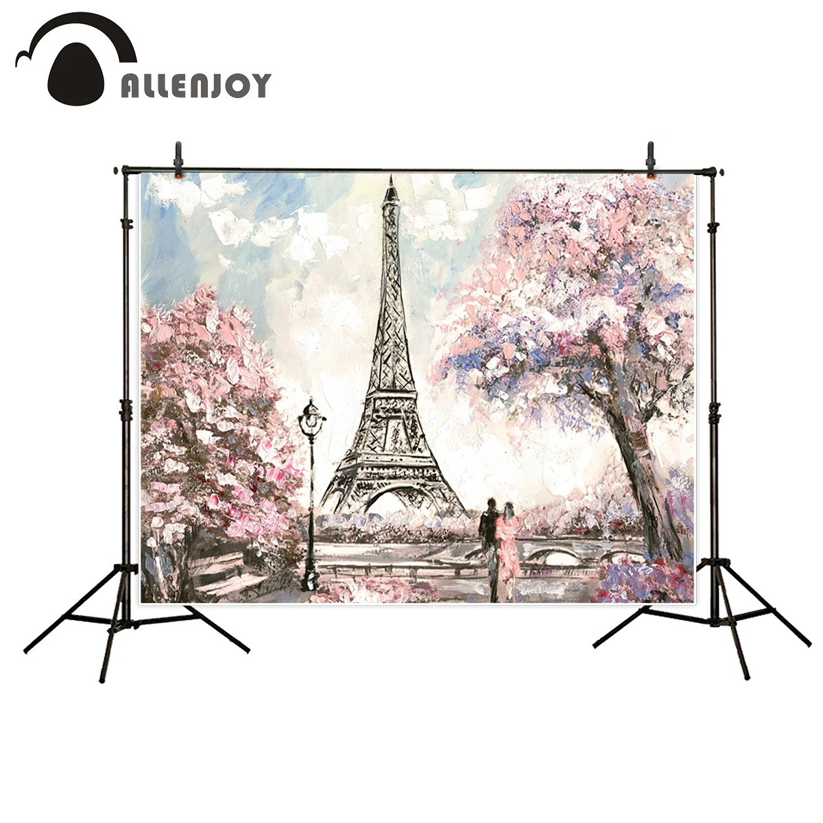 Allenjoy Eiffel tower backdrop artistic photography aesthetic flower oil painting printed background photocall for studio shoot |
