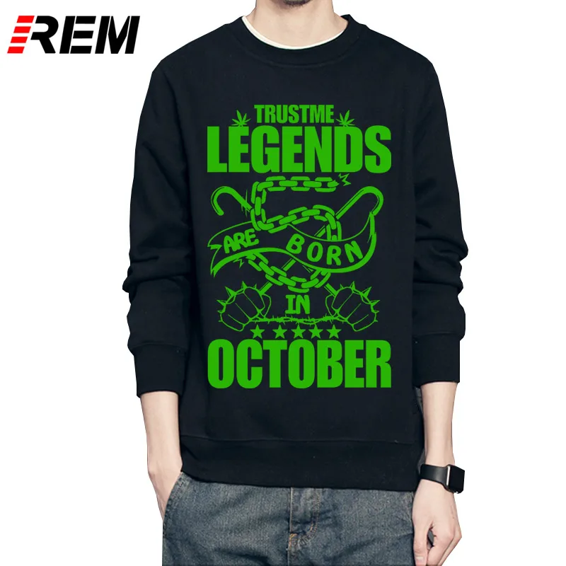 Мужские худи с длинным рукавом REM & надписью Legends Are Born in October мужские рубашки