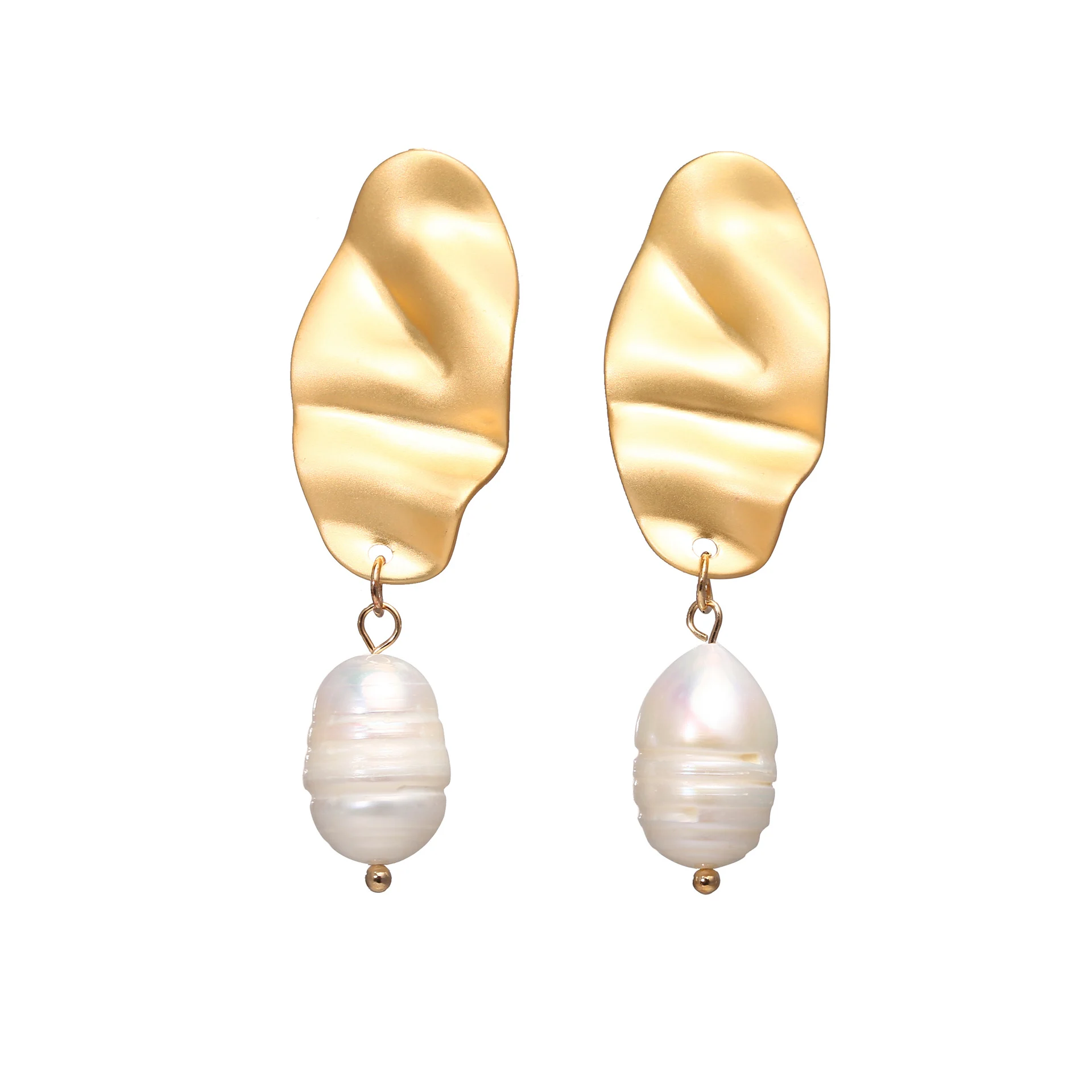 Женские серьги с жемчугом простой золотистый кулон блестками очаровательные