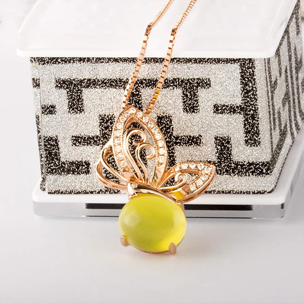 Кулон из натурального серебра Овальный 8 мм * 10 желтый и цветной светильник