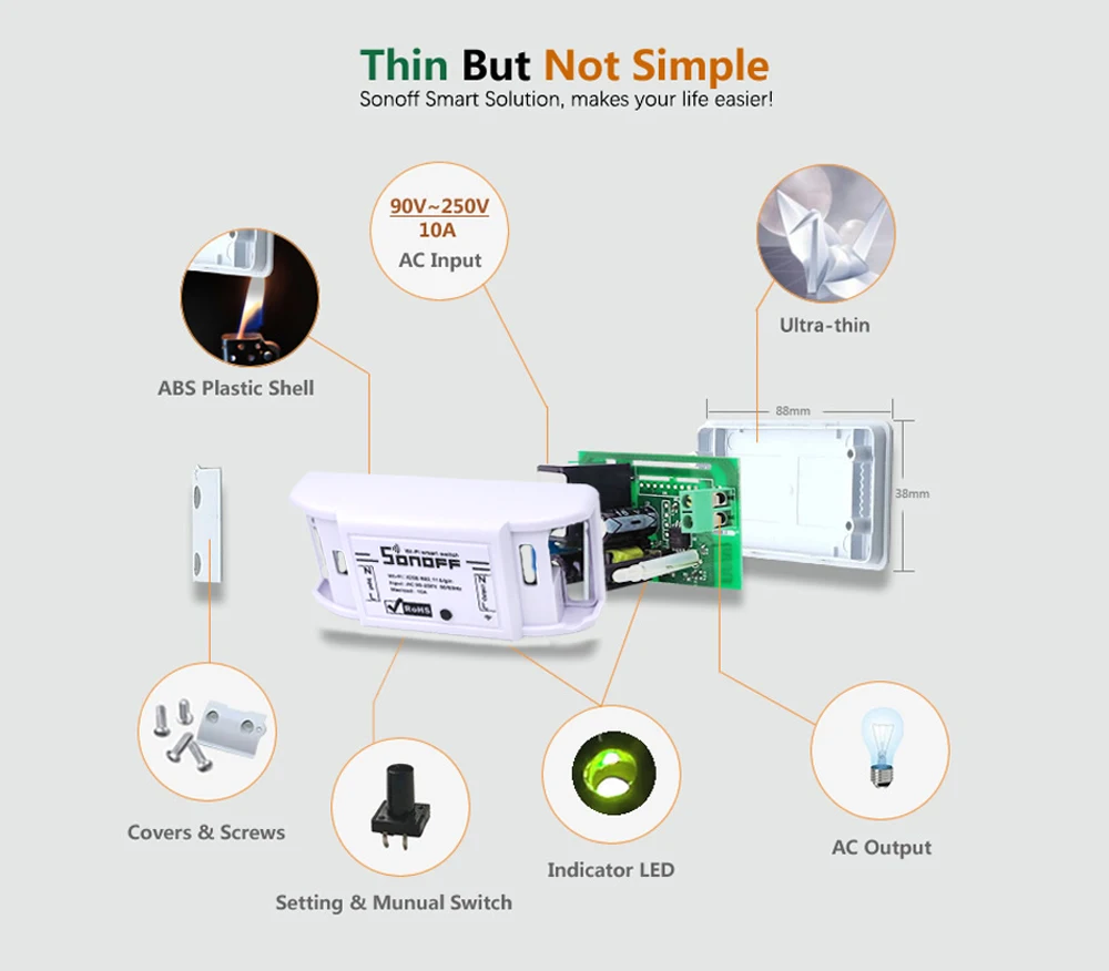 30 шт. SONOFF Basic DIY Wifi беспроводной умный переключатель света таймер дистанционное управление 220 В 10A Alexa Универсальный Google домашней автоматизации