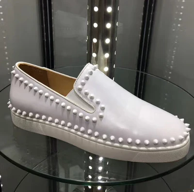 Designer Loafers Brand Shape Rivets Studs Mens Sneakers Fashion Rhinestone Low Top Trainers Casual Shoes Runway Smoke Men | Обувь