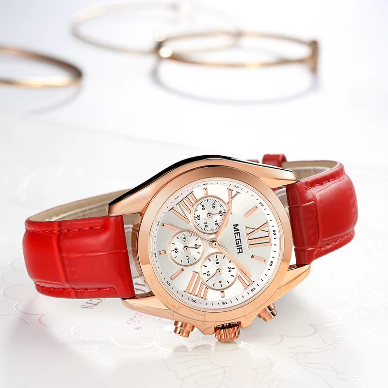 Женские часы лучший бренд класса люкс megir Quartz женские часы-браслет для влюбленных