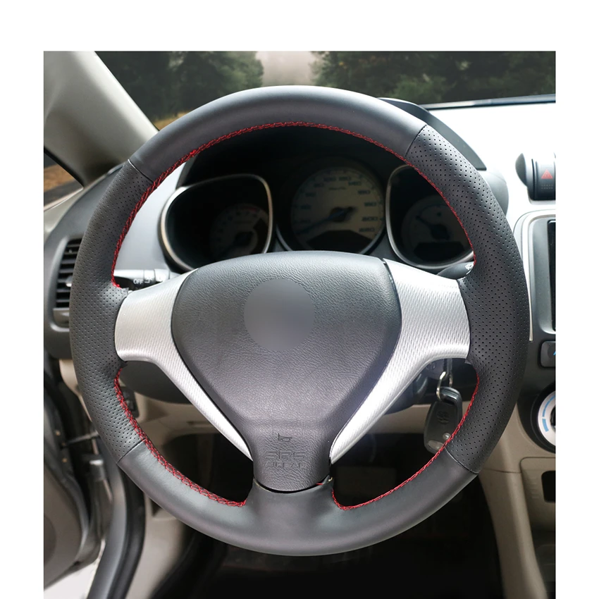 Черная искусственная кожа PU чехол рулевого колеса автомобиля для Honda City 2007 2008