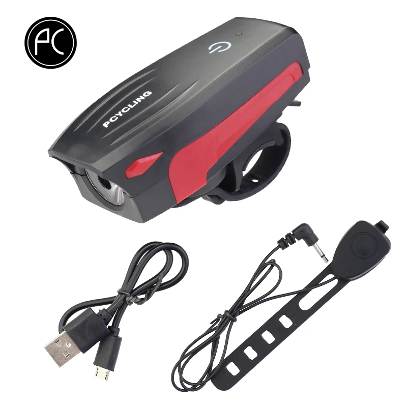 PCycling Bike Light T6 Led with 130 db Bells Front 5 Modes Touch Switch Flashlight Waterproof Headlight MTB Cycling | Спорт и