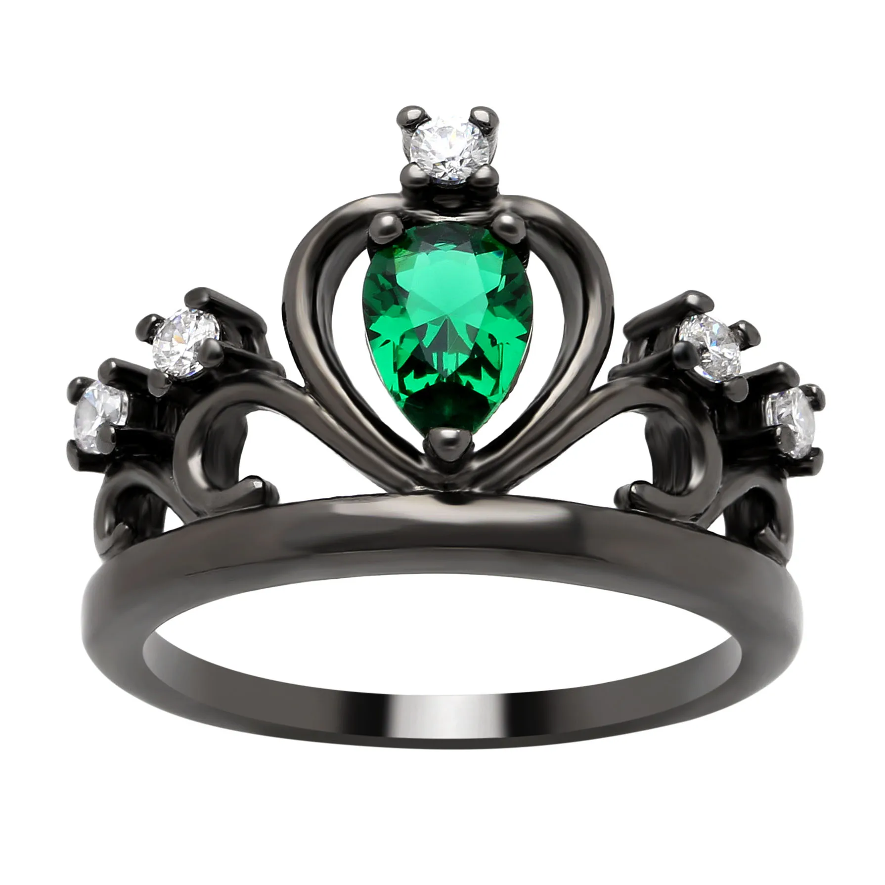 Шарм Зеленый CZ огненный опал камень Обручальное кольцо Новый princess crown женщины