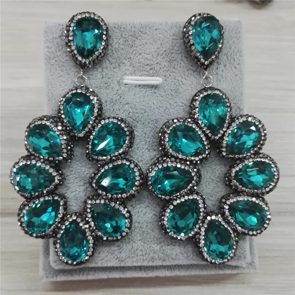 Женские полупрозрачные висячие серьги подвески с кристаллами и большим