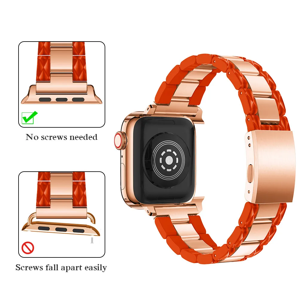 Браслет из целлюлозы и ацетата для Apple Watch 38 мм с металлическими элементами умный 1
