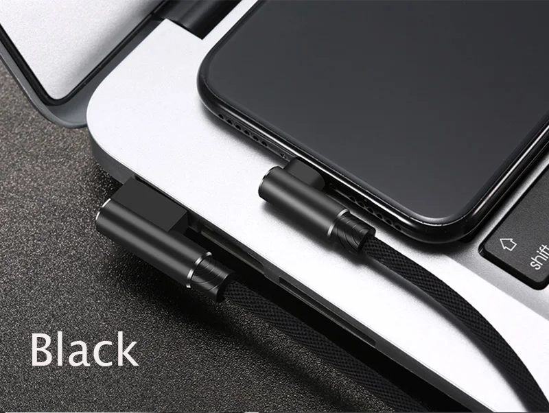Suntaiho USB-Type C кабель 90 градусов локоть для huawei USB C зарядное устройство кабель для samsung LG для Oneplus данных Кабо Для Xiaomi 8 se - Цвет: Black