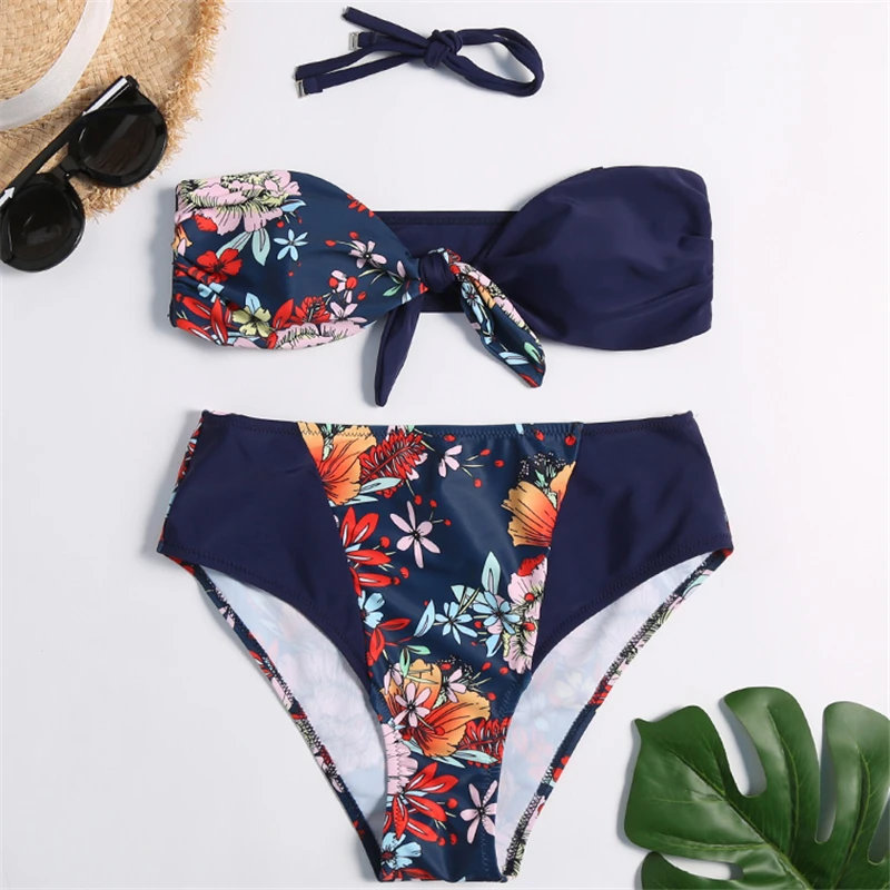 

2019 New Sexy Bikinis Women High Waist Swimsuit Push Up Swimwear Flower Print Ruffle Bikini Set Beach Wear Bathing Suit Bathers