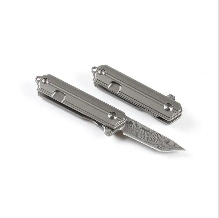 Маленький складной мини нож Freewolf из дамасской стали с шарикоподшипником и