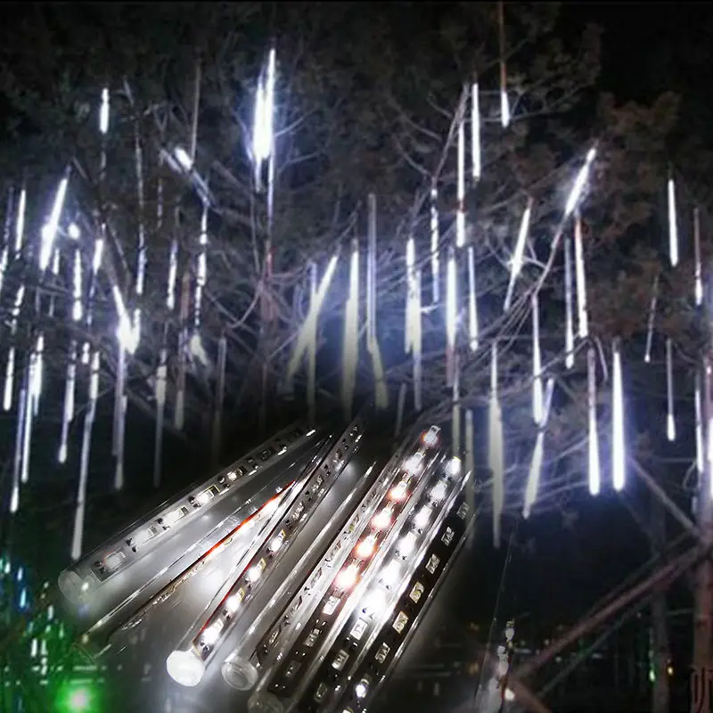 Романтический метеоритный дождь белый 30 см 8 трубок 144LED лампа в форме новогодней