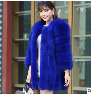 Royal Blue 5 Новая куртка из лисьего меха, пальто для женщин среднего возраста, модные русские бренды, шуба из лисьего меха, зимняя женская одежда ODFVEBX AH264 - Цвет: Royal Blue 5