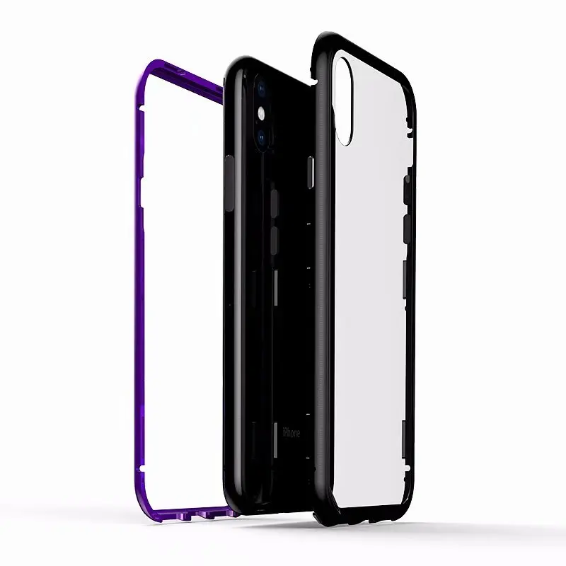 Rjust for iphone X 7 8 Plus cell phone case metal bumper glass magnetic Anti-knock protect |