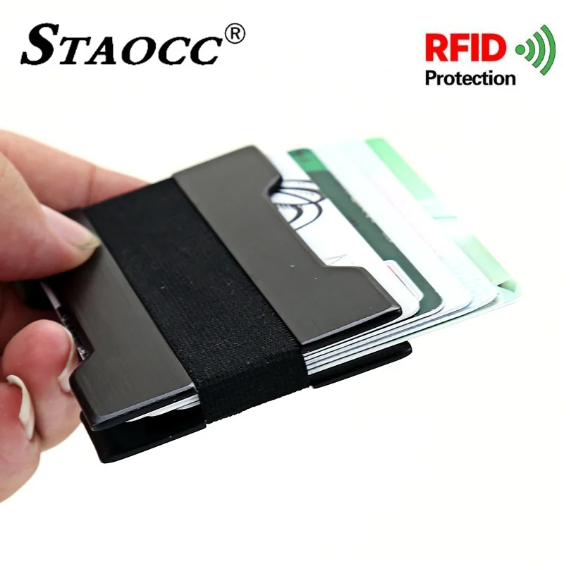 RFID Противоугонная тонкая металлическая Кредитная карта ID держатель карты бумажник на кнопке алюминиевая Визитная Карточка Чехол Porte Carte Femme Homme