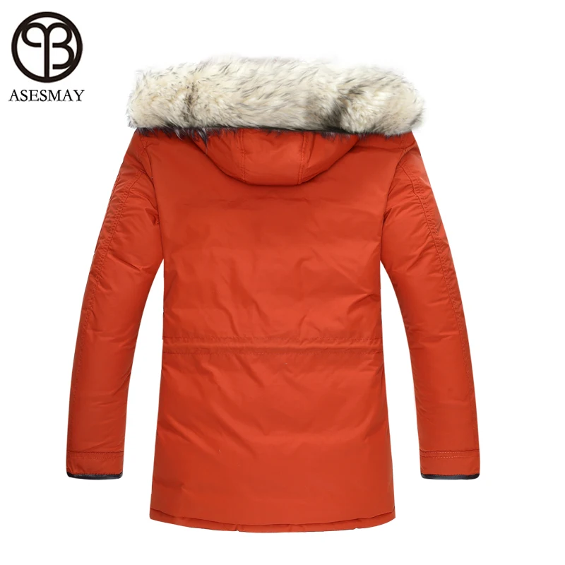 Asesmay/Роскошные брендовые зимние мужские пуховики, Мужские Белые парки с гусиным пухом и меховым капюшоном, мужское зимнее пальто в русском стиле