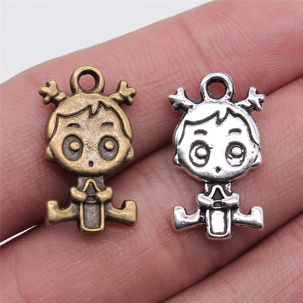 WYSIWYG 10 шт подвески для маленьких девочек 24x13 мм антикварная Подвеска подходит
