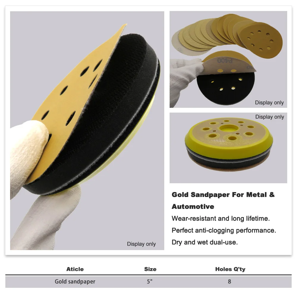 15 шт. 5 дюймов 8 отверстий шлифовальный диск из оксида алюминия 60- 1000 Grits крючок и