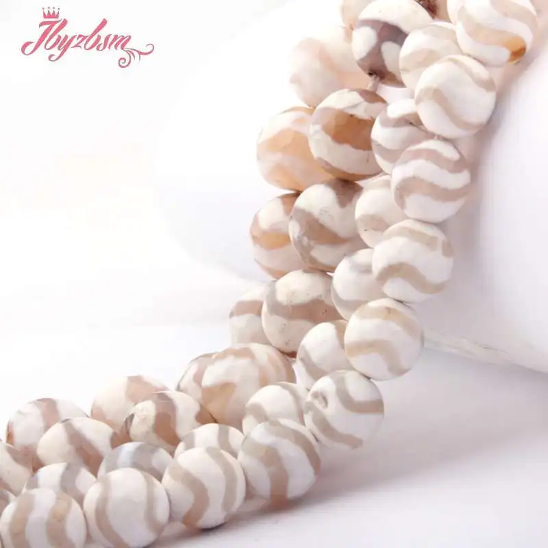 

8mm 10mm Round Beads Water Wave Stripe Dzi Tibetan Agates Natural Stone Beads For DIY Necklace Jewelry Making 15" Free Shipping