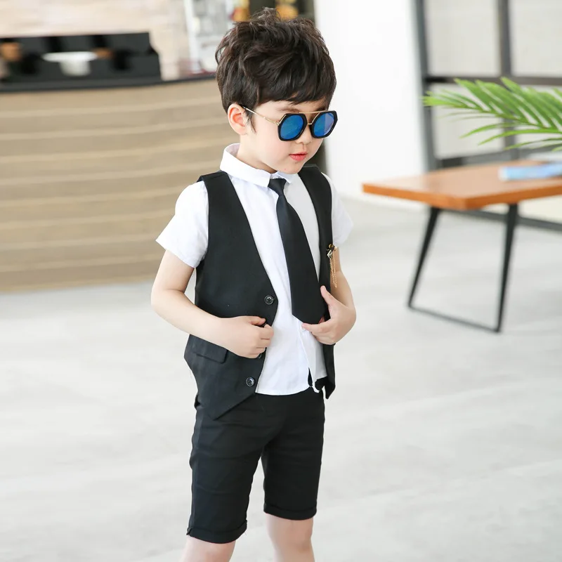 

Boy clothing sets Formal Wedding Vest Suit Top Quality Gentle Boys clothes Suit Children Wedding Suits(Vest+pants+shirt+tie)4pcs