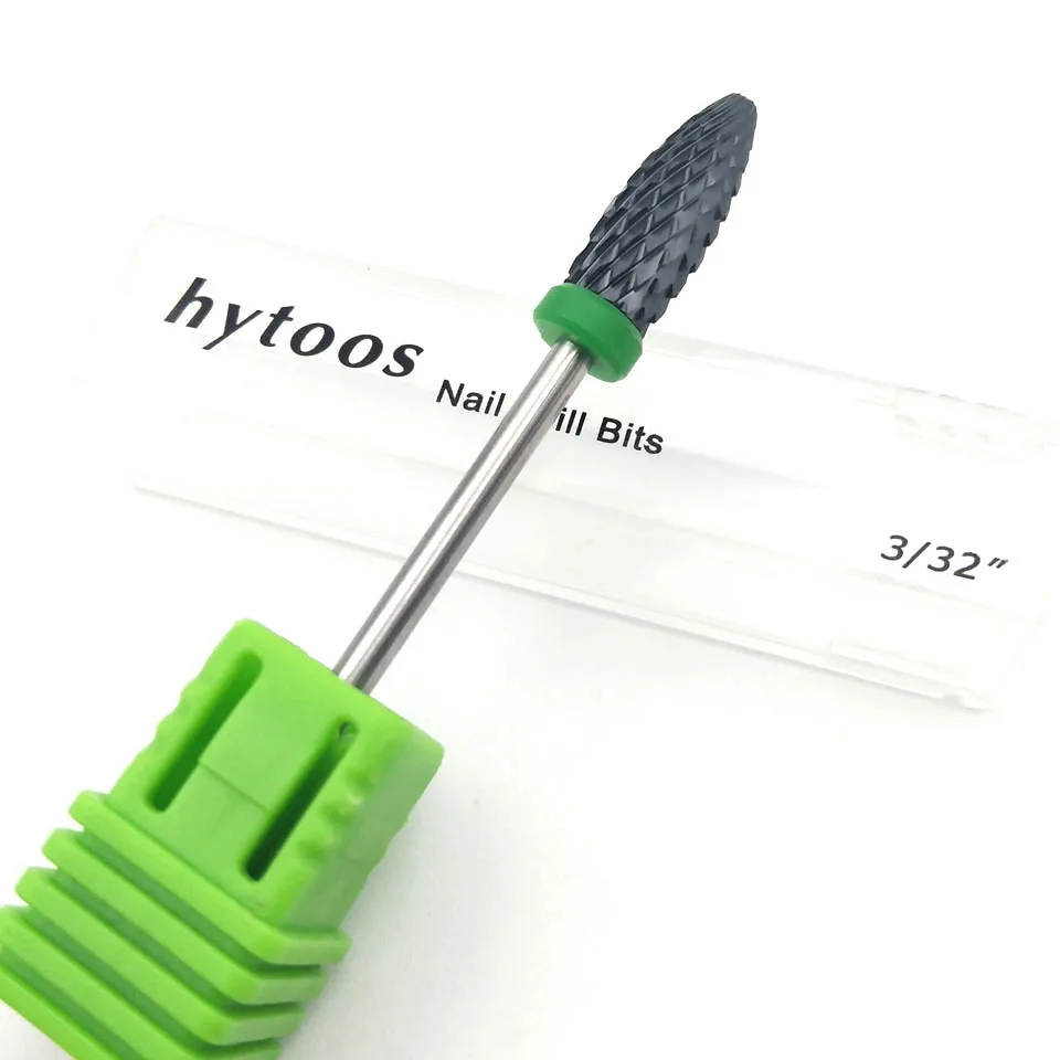 HYTOOS Пламя Черный Керамический сверло для ногтей 3/32 &quotроторные заусенцы резцы