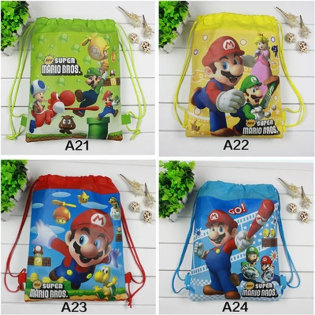 1 шт., школьный рюкзак Super Mario Bros для мальчика, нетканый, супергерой, Человек-паук, сумка на шнурке, для девочек, для детей, подарки на день рождения