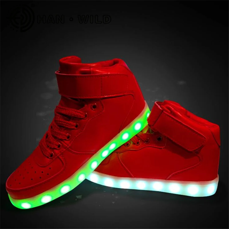 Adult Melbourne Shuffle Shoes Zapatillas Deportivas USB Charger Led Light Colors Flashing Men Leather Casual | Обувь