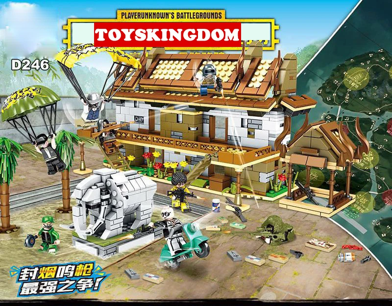 Военная игра PUBG moc batisbricks Райский курортный блок армейские фигурки оружие пистолет слон парашют Ghillie костюм кирпичная игрушка