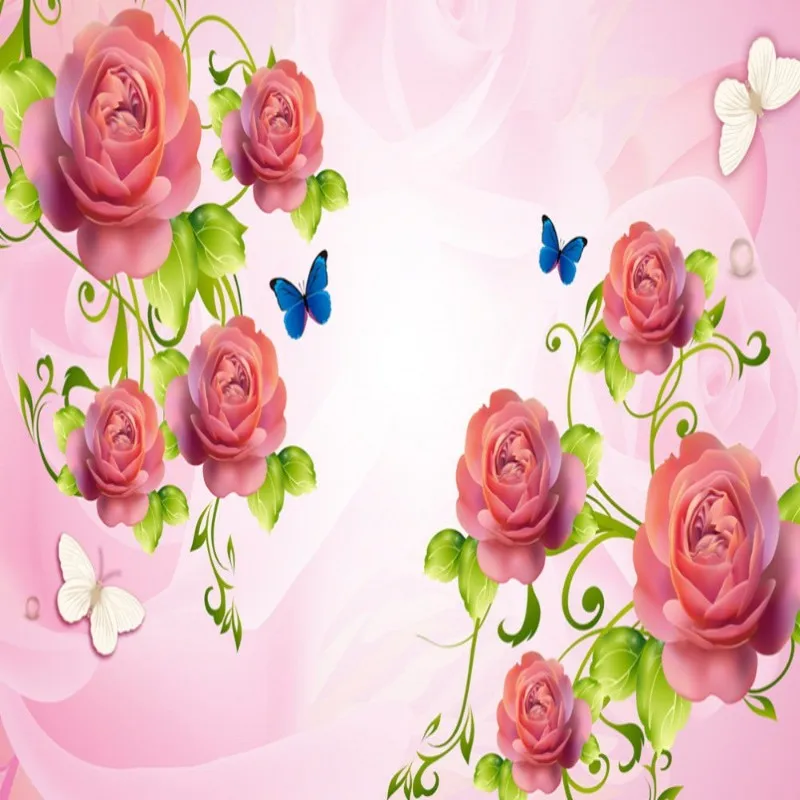 Прямая поставка обои с цветком коломака Романтические Розовые розы для гостиной