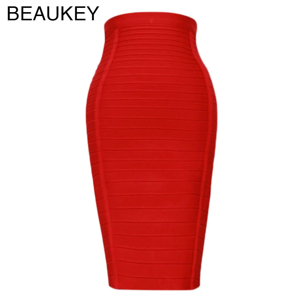 Женская облегающая юбка до колен красная темно синяя черная оранжевая из вискозы