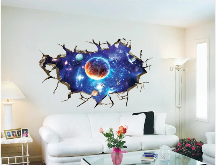 3D сломанная стена Космическая Звезда Стена Спальня Гостиная потолочное