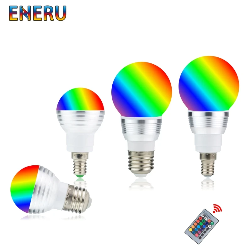 Светодиодный RGB Лампочка 3W 5 Вт E27 E14 16 меняющий цвет RGB волшебный светильник лампа 85-265 в 110 В 220 В RGB Светодиодный точечный светильник с пультом дистанционного управления