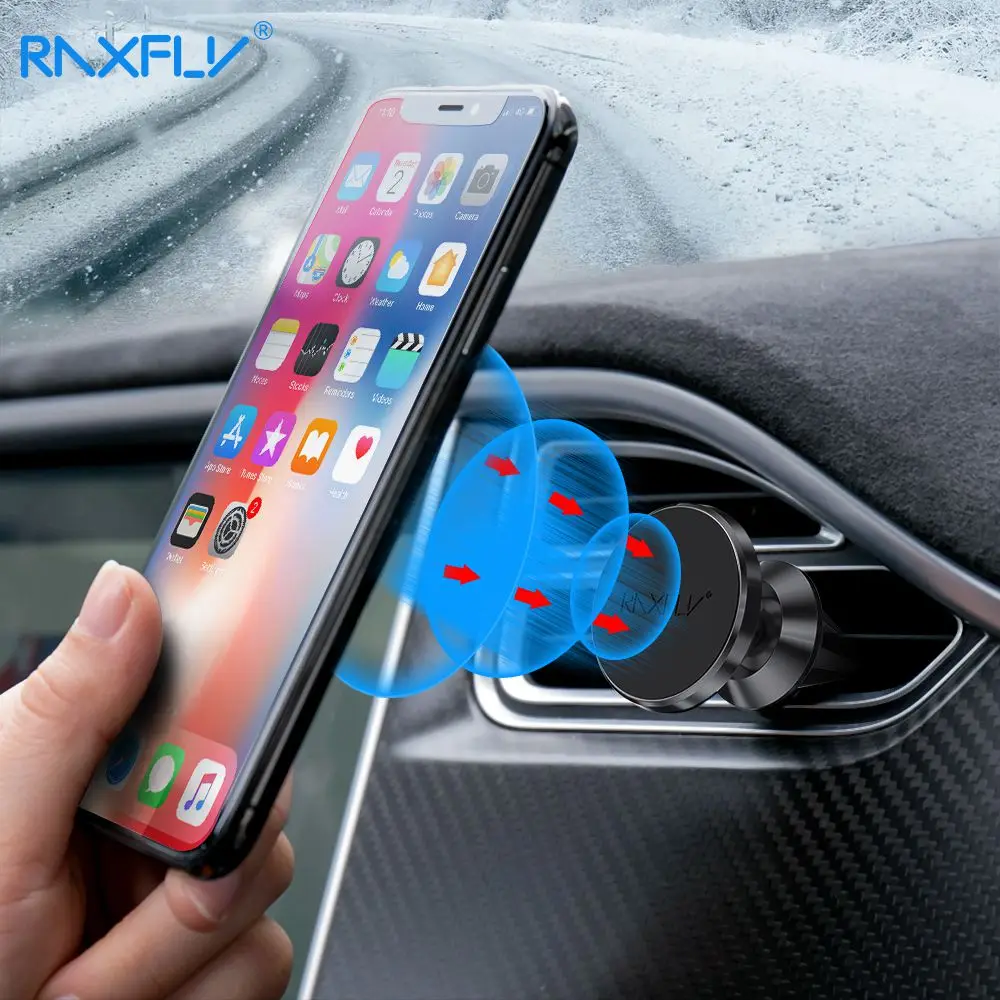 Магнитный автомобильный держатель для телефона iPhone 7 Samsung RAXFLY GPS крепление на