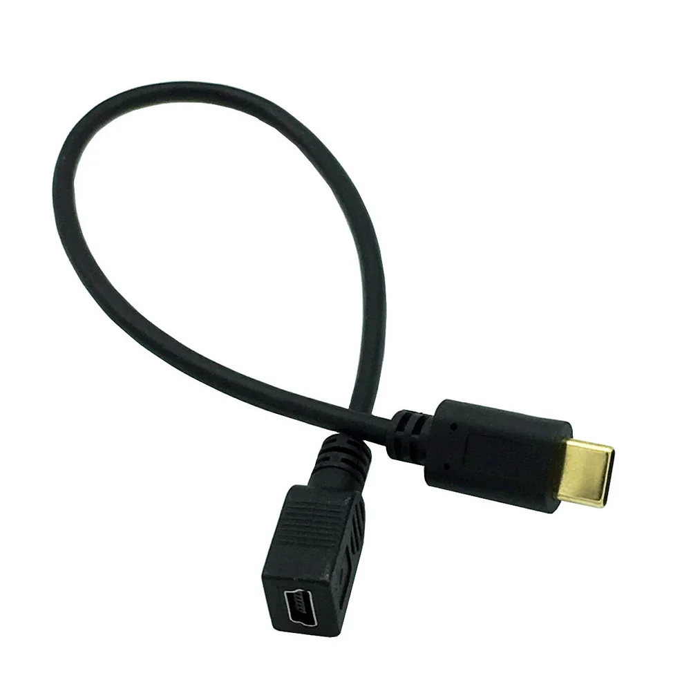 Позолоченный USB-C 3 1 Type C с разъемом Mini USB 5PIN женский Зарядный Кабель-адаптер длиной