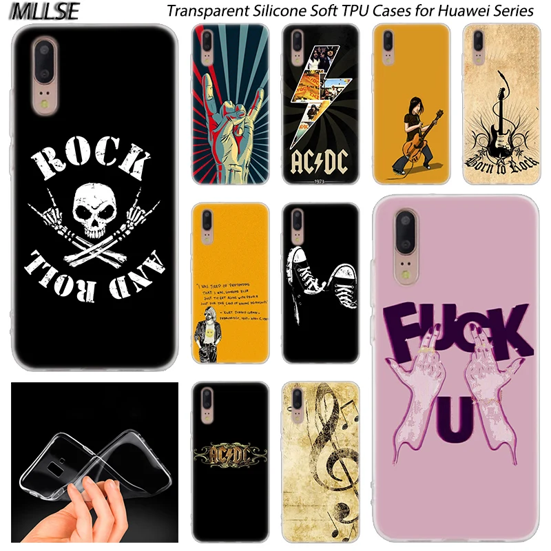 Мягкий силиконовый чехол Rock roll для Huawei P30 P20 P10 P9 P8 Lite 2017 Pro Mini P Smart 2019 Plus Модный