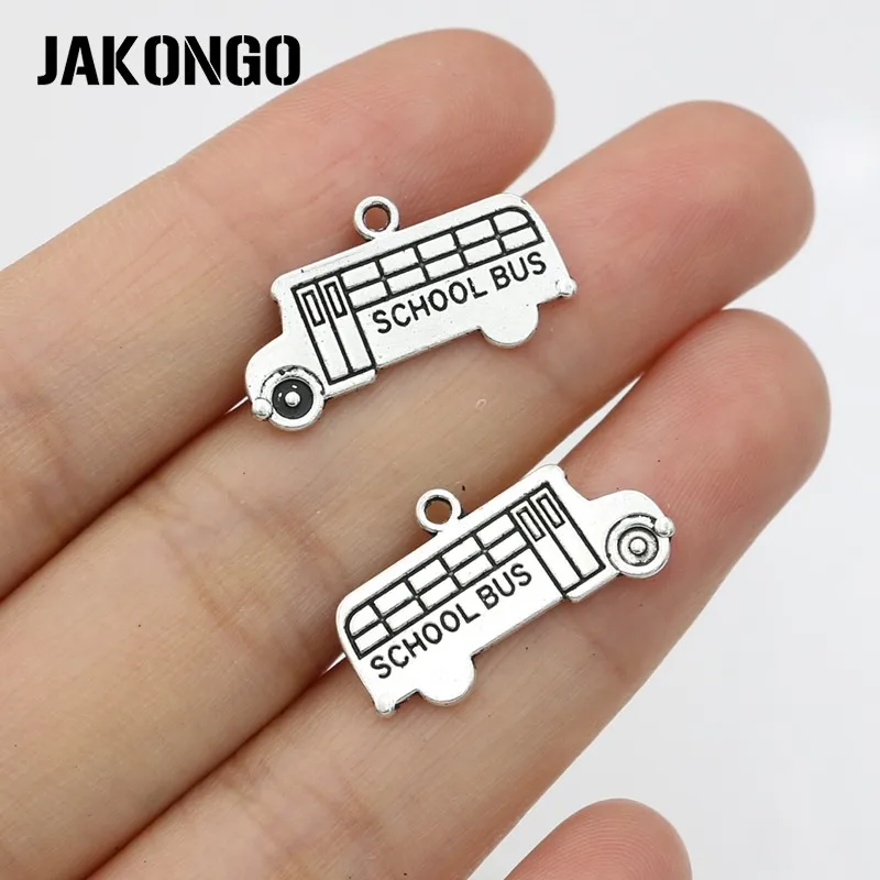 JAKONGO антикварные посеребренные Подвески в виде школьного автобуса для
