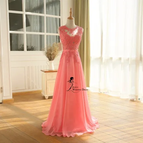 watermelon BEPEITHY Завод прямых продаж шифон длинный Выпускной платья vestido de festa кружевной топ элегантное вечернее платье - Цвет: watermelon