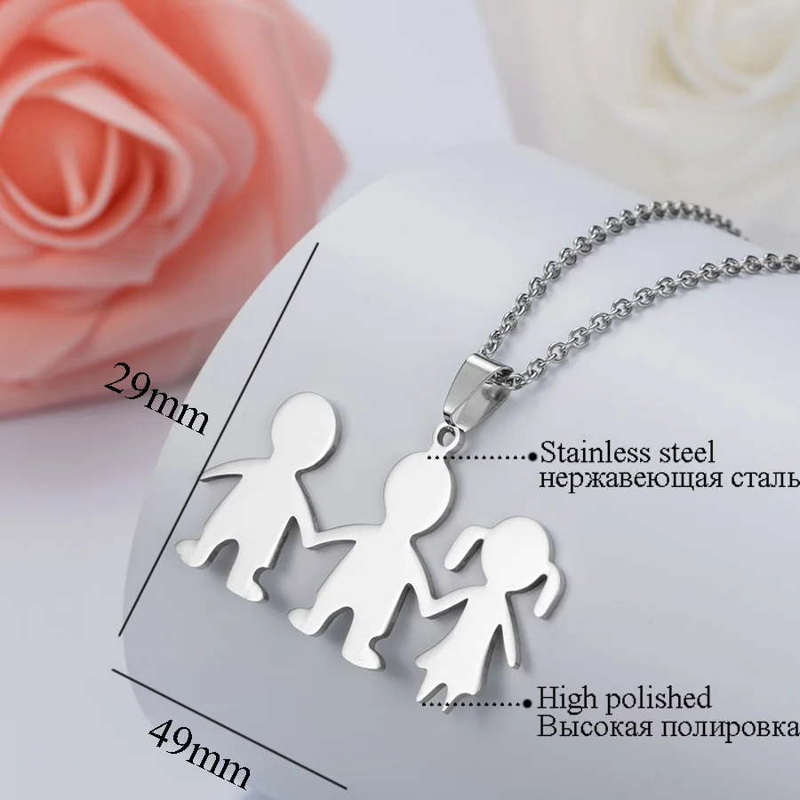 SCQG0004-Silver HOBBORN Мода Mama Семья Цепочки и ожерелья Нержавеющая сталь цвет серебристый, Золотой Цвет оболочки любовь для девочек и мальчиков Кулон Колье Цепочки и ожерелья s Для женщин подарок - Окраска металла: SCQG0004-Silver