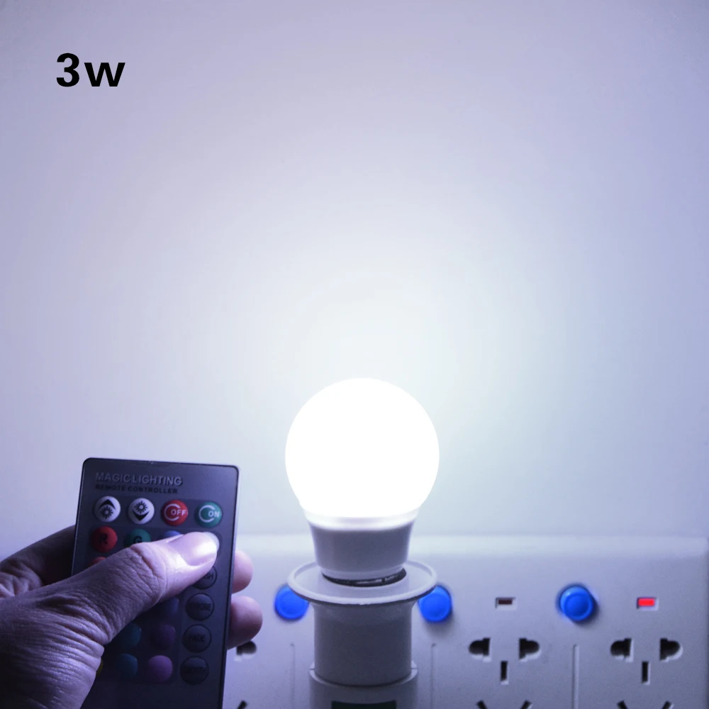 Светодиодная лампа RGB 3 Вт 10 85 265 в 110 В 220 E27 E14 GU10 с регулируемой яркостью ночник