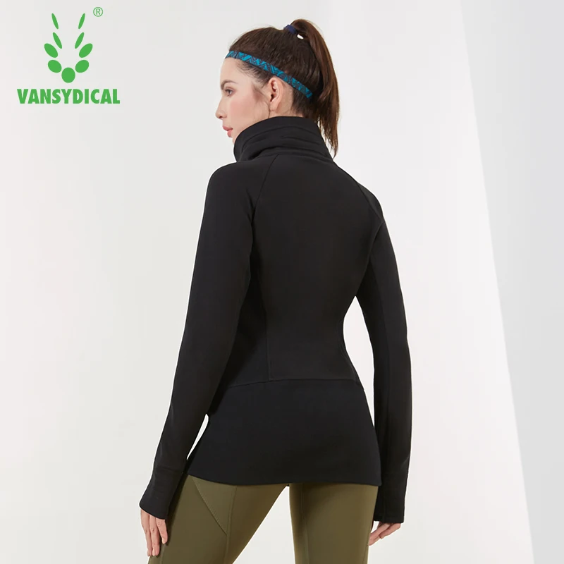 Vansydical зимняя спортивная куртка для бега женская теплая с высоким воротником на молнии ветрозащитная спортивная верхняя одежда для тренировок