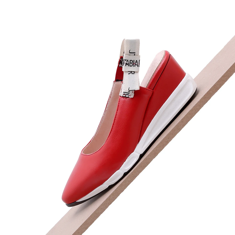

Womens Wedge Loafers Platform Casual Shoes Pointed Closed Toe Wedge Sandals Slingback Red Black Sandals Size 33 -40