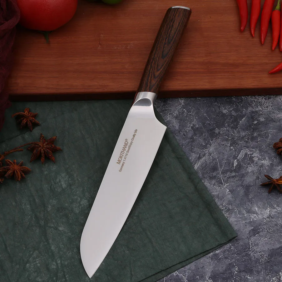 7 Santoku Knife Нож Mokithand Santoku, 7 дюймов, японские кухонные ножи, Германия, 1,4116 сталь, Профессиональный кухонный нож для овощей, мяса, шеф-повара - Цвет: 7 Santoku Knife