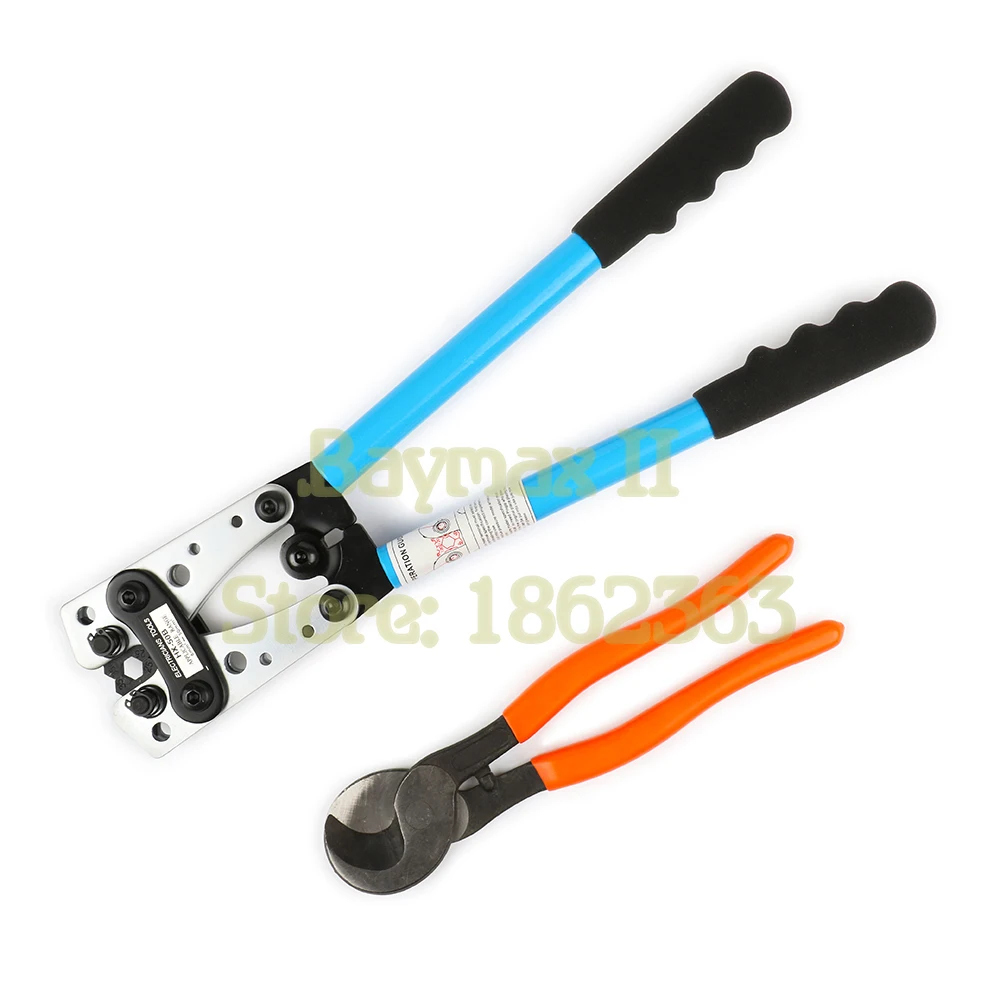 CB5070 Cable Lug Crimping Tools Hand Electrician Pliers for Crimping Wire Cable from 6-50mm2(AWG 10-1) with Cable Cutters